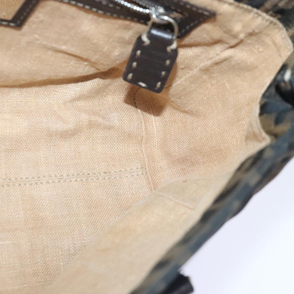FENDI Zucca Canvas Celleria Hand Bag Brown Black 8BR486 hk1663