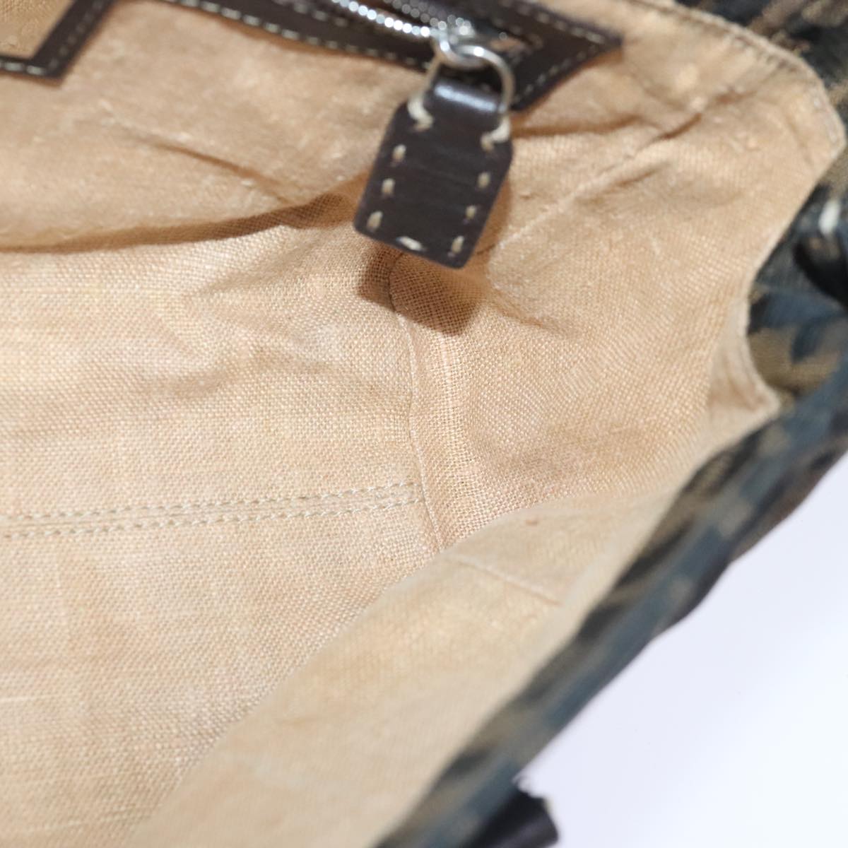 FENDI Zucca Canvas Celleria Hand Bag Brown Black 8BR486 hk1663