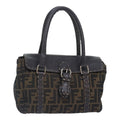 FENDI Zucca Canvas Celleria Hand Bag Brown Black 8BR486 hk1663