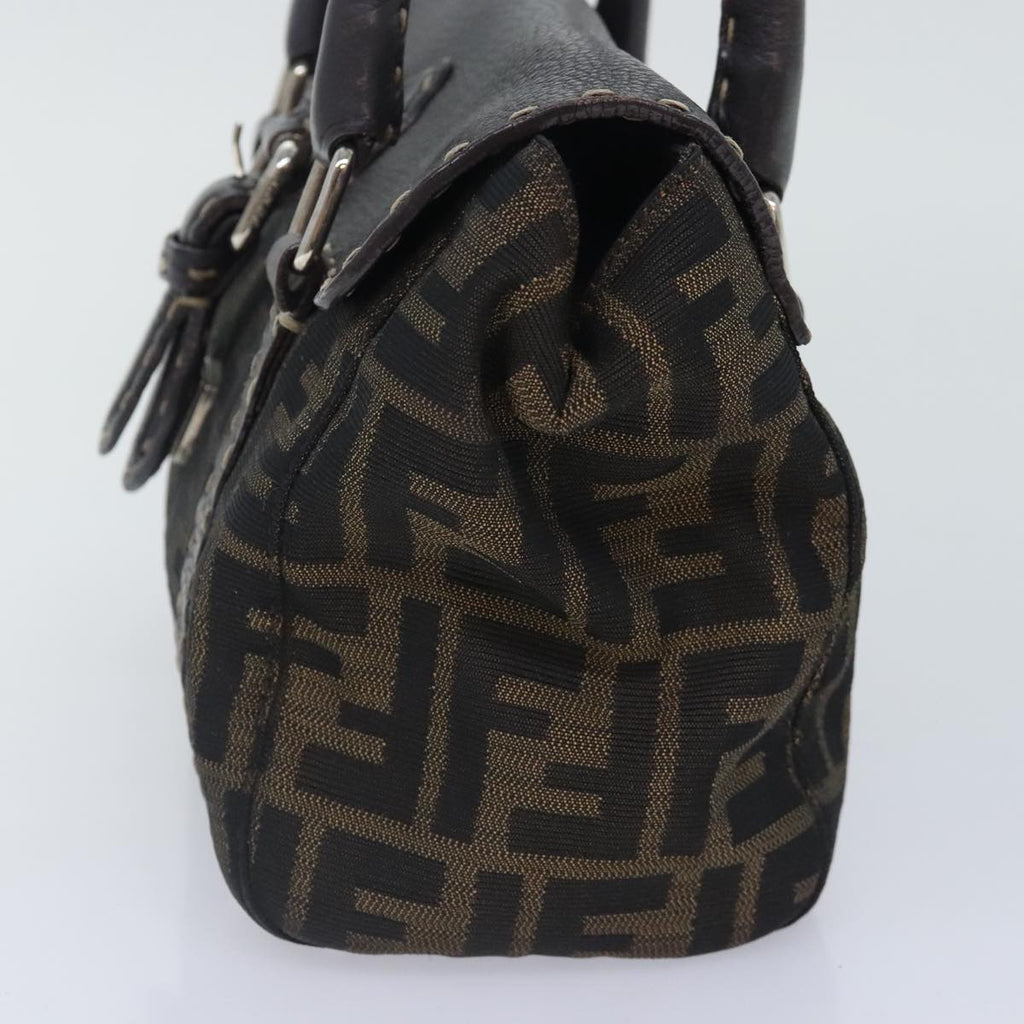 FENDI Zucca Canvas Celleria Hand Bag Brown Black 8BR486 hk1663