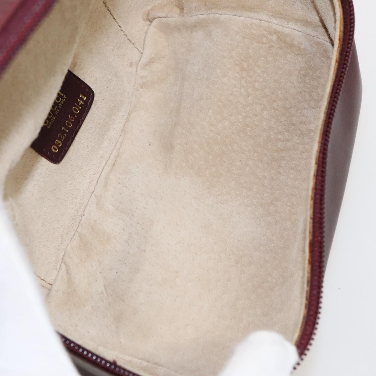 GUCCI Vanity Pouch Leather Red Gold 032 106 0141 hk1712
