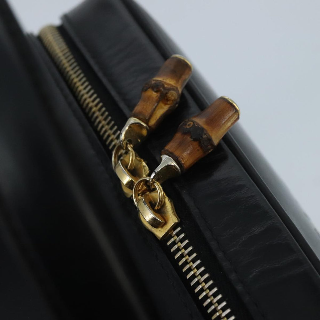 GUCCI Bamboo Vanity Pot Pouch Enamel 2way Black Gold 000 270 0323 hk1713