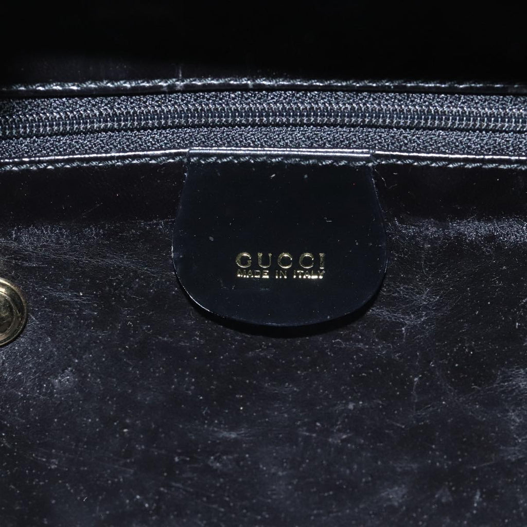 GUCCI Bamboo Vanity Pot Pouch Enamel 2way Black Gold 000 270 0323 hk1713