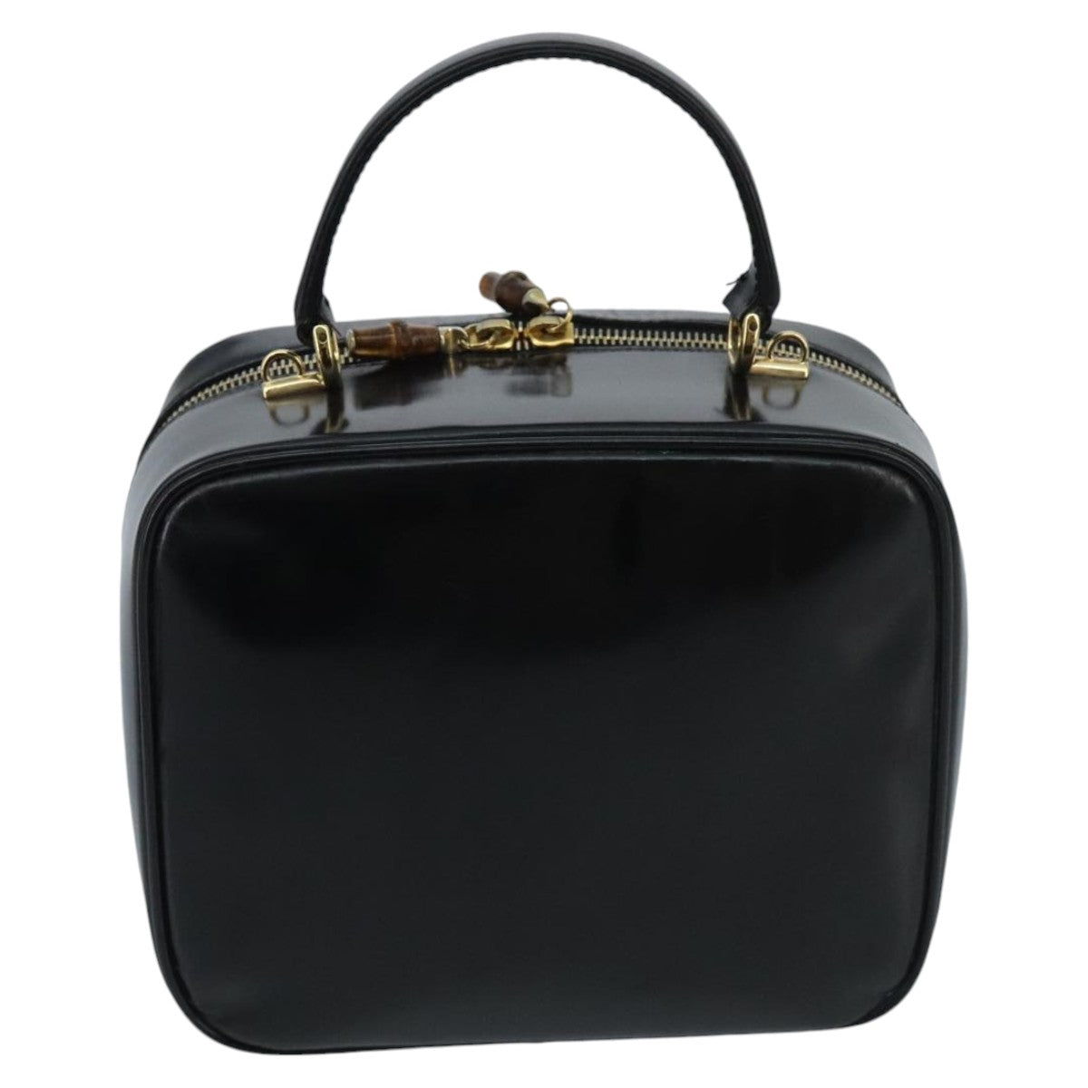 GUCCI Bamboo Vanity Pot Pouch Enamel 2way Black Gold 000 270 0323 hk1713