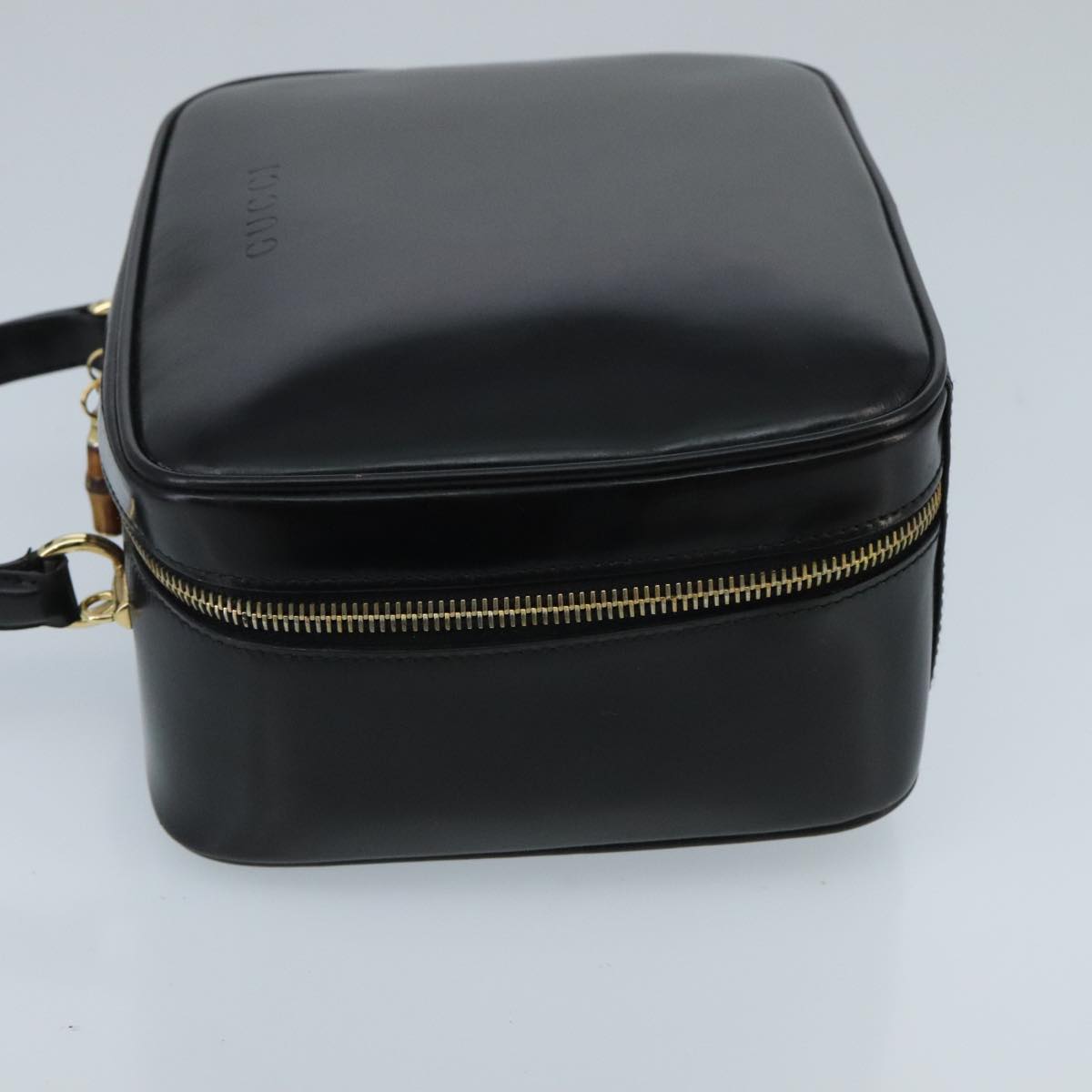 GUCCI Bamboo Vanity Pot Pouch Enamel 2way Black Gold 000 270 0323 hk1713
