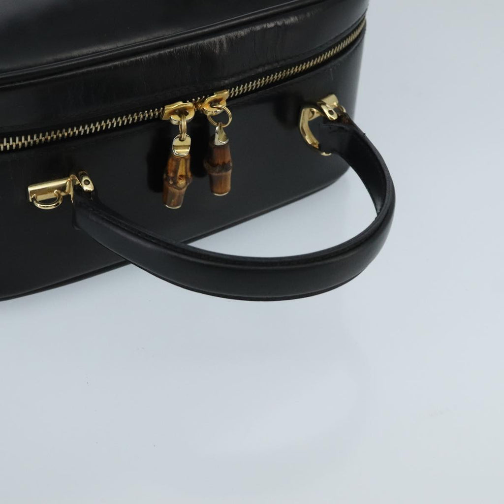 GUCCI Bamboo Vanity Pot Pouch Enamel 2way Black Gold 000 270 0323 hk1713