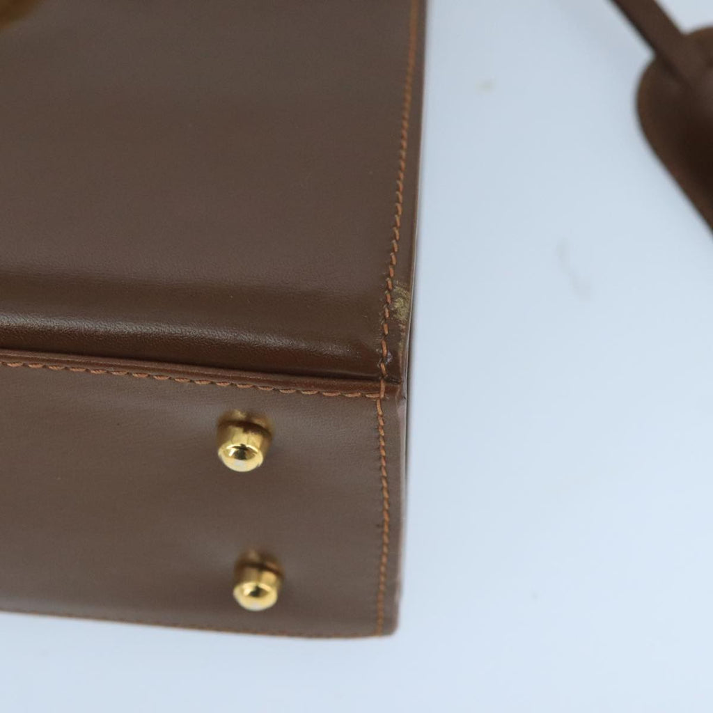 GUCCI Ready Lock Hand Bag Leather 2way Brown Gold hk1714