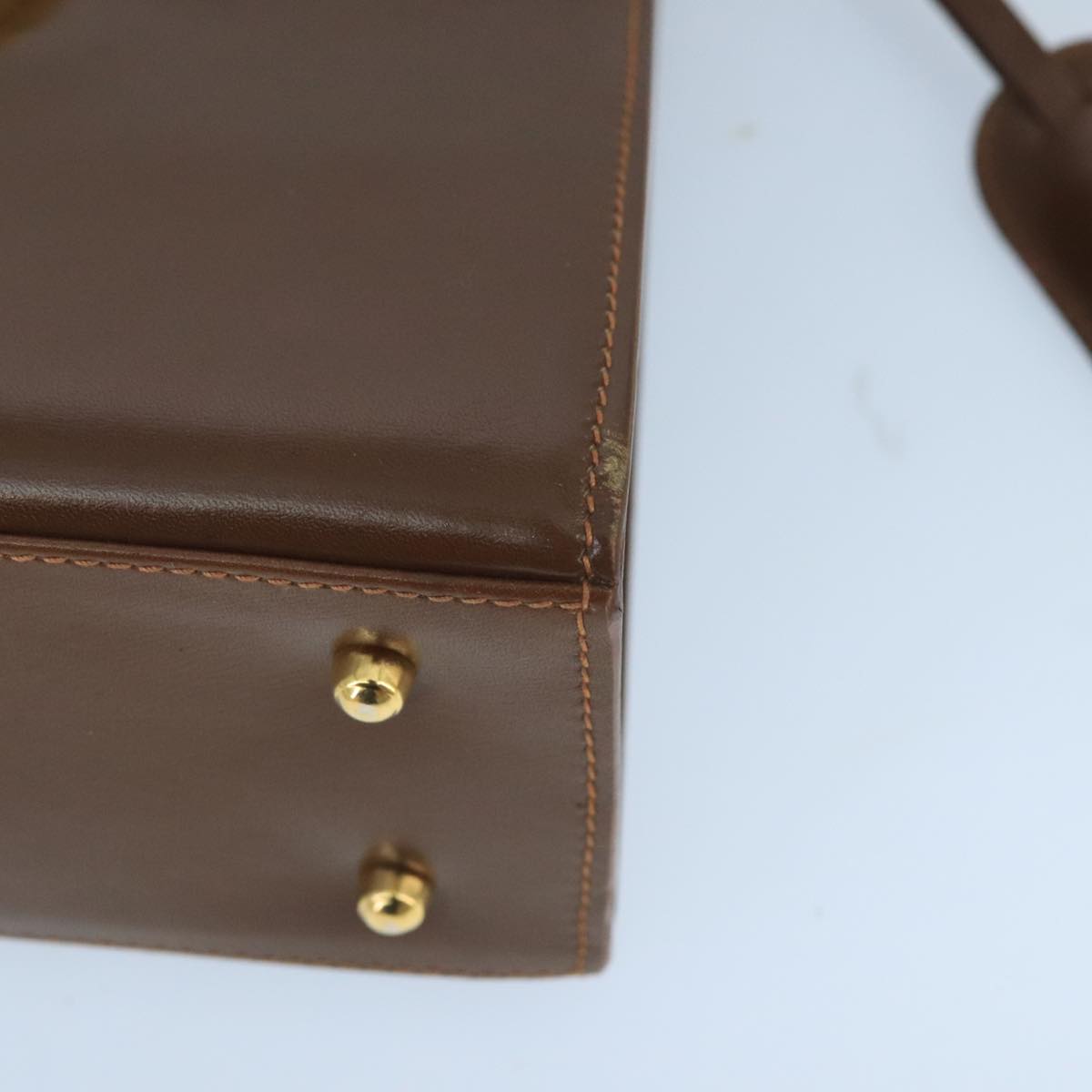 GUCCI Ready Lock Hand Bag Leather 2way Brown Gold hk1714