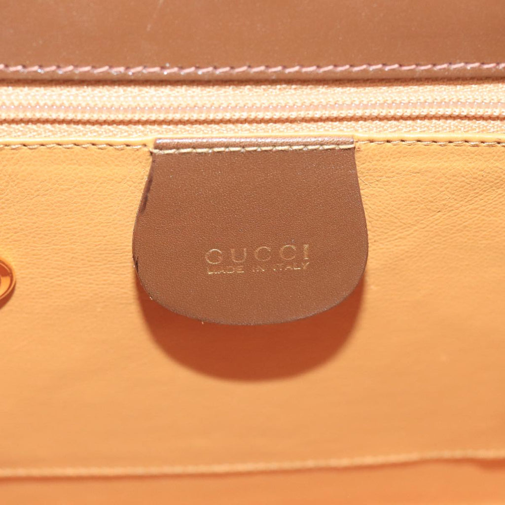 GUCCI Ready Lock Hand Bag Leather 2way Brown Gold hk1714