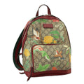 GUCCI GG Supreme Web Sherry Line Tian Backpack PVC Leather Beige Red hk1717