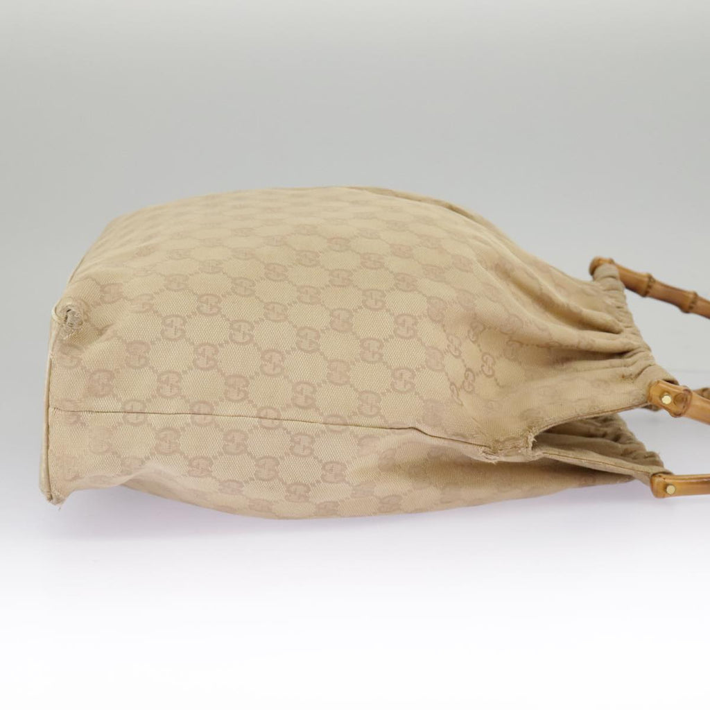 GUCCI GG Canvas Bamboo Tote Bag Beige Gold 92709 hk1719