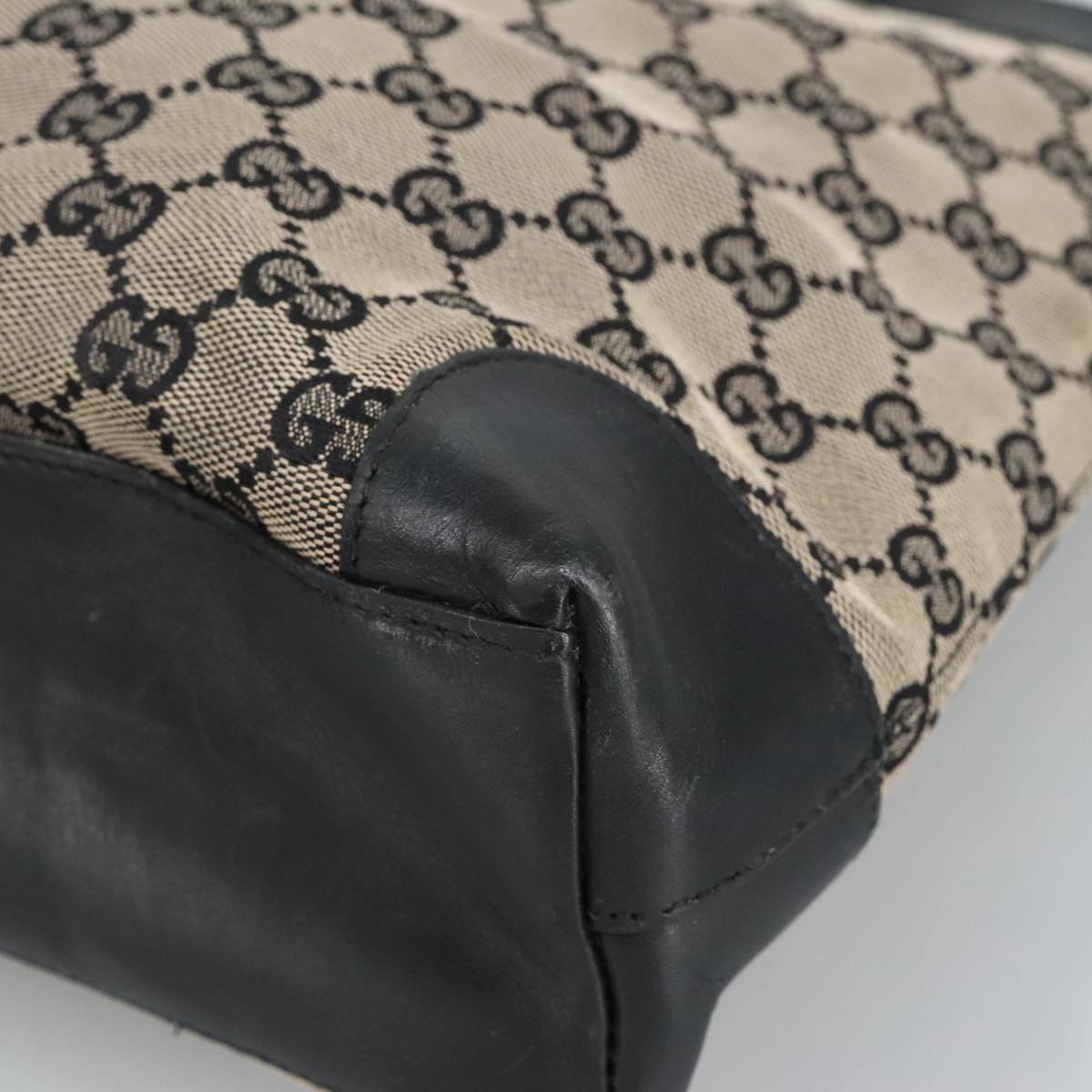 GUCCI GG Canvas Tote Bag Black Beige hk1721
