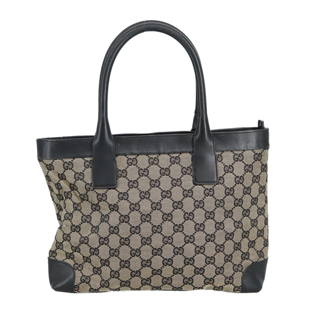 GUCCI GG Canvas Tote Bag Black Beige hk1721