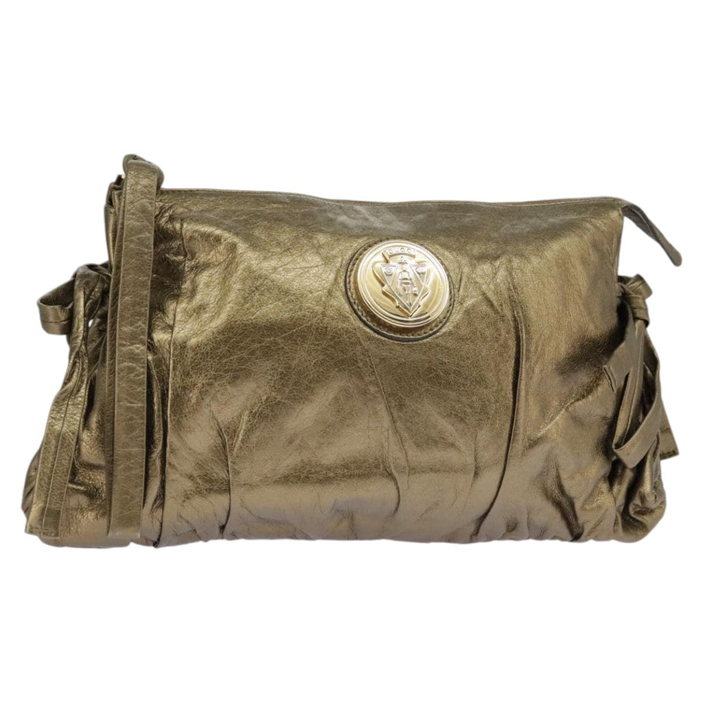 GUCCI Clutch Bag Leather Gold 197015 hk1723
