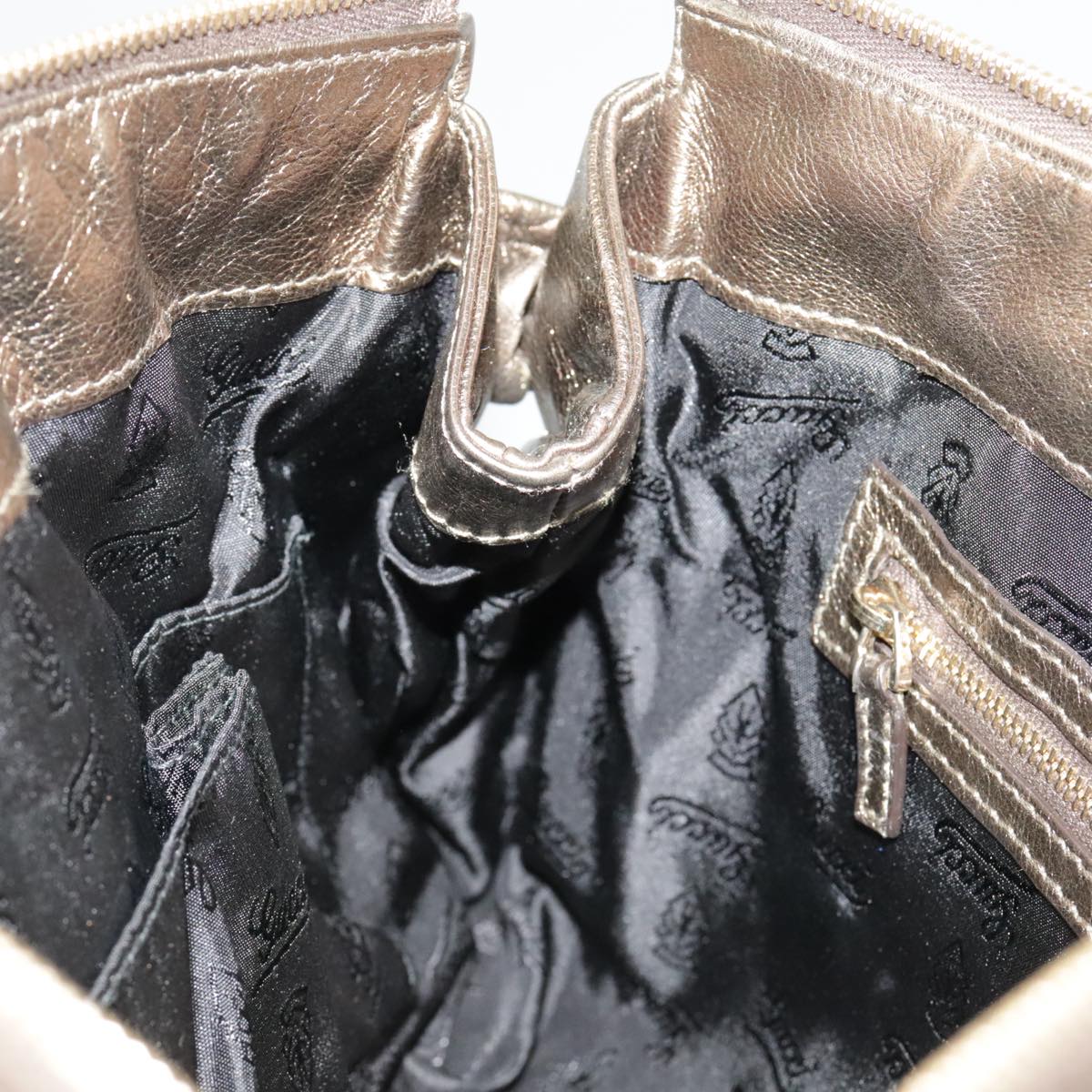 GUCCI Clutch Bag Leather Gold 197015 hk1723