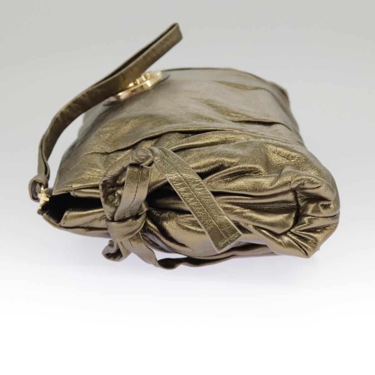 GUCCI Clutch Bag Leather Gold 197015 hk1723