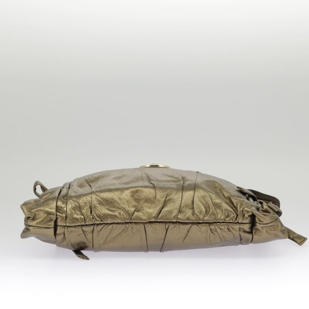 GUCCI Clutch Bag Leather Gold 197015 hk1723