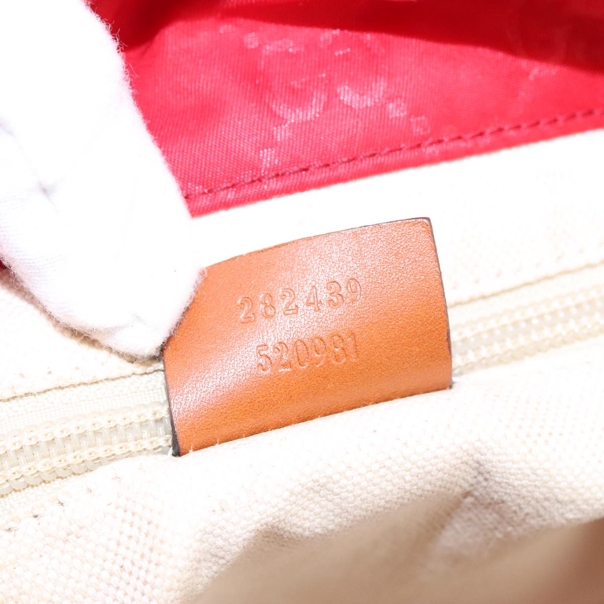 GUCCI GG Canvas Tote Bag Nylon Red Silver 282439 hk1724