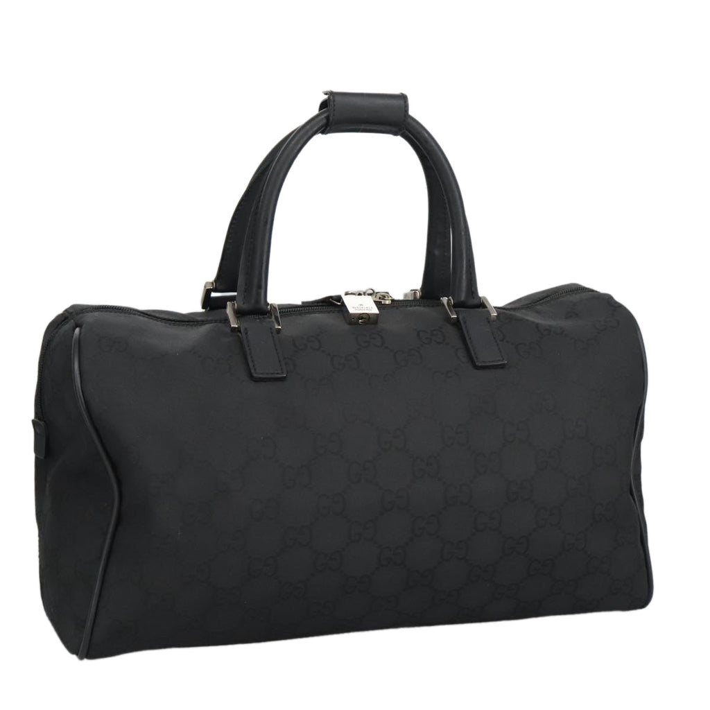 GUCCI GG Canvas Boston Bag Black Silver 012 0383 hk1725