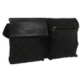 GUCCI GG Canvas Waist bag Black Silver 28566 hk1736
