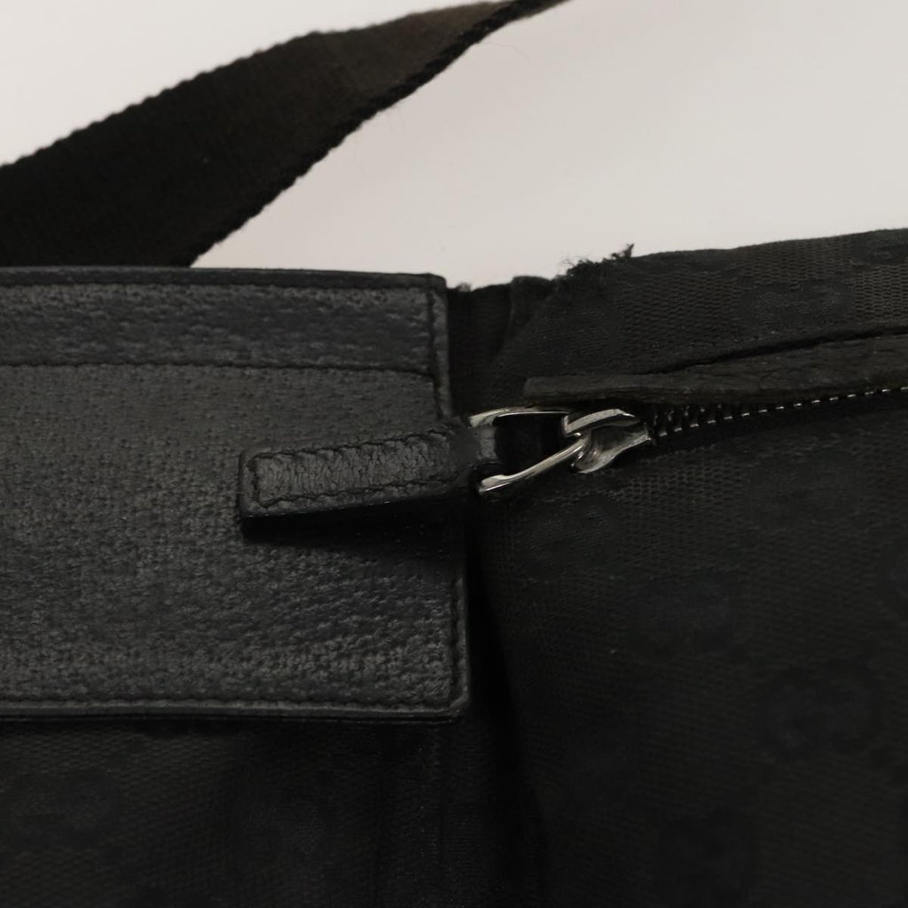 GUCCI GG Canvas Waist bag Black Silver 28566 hk1736