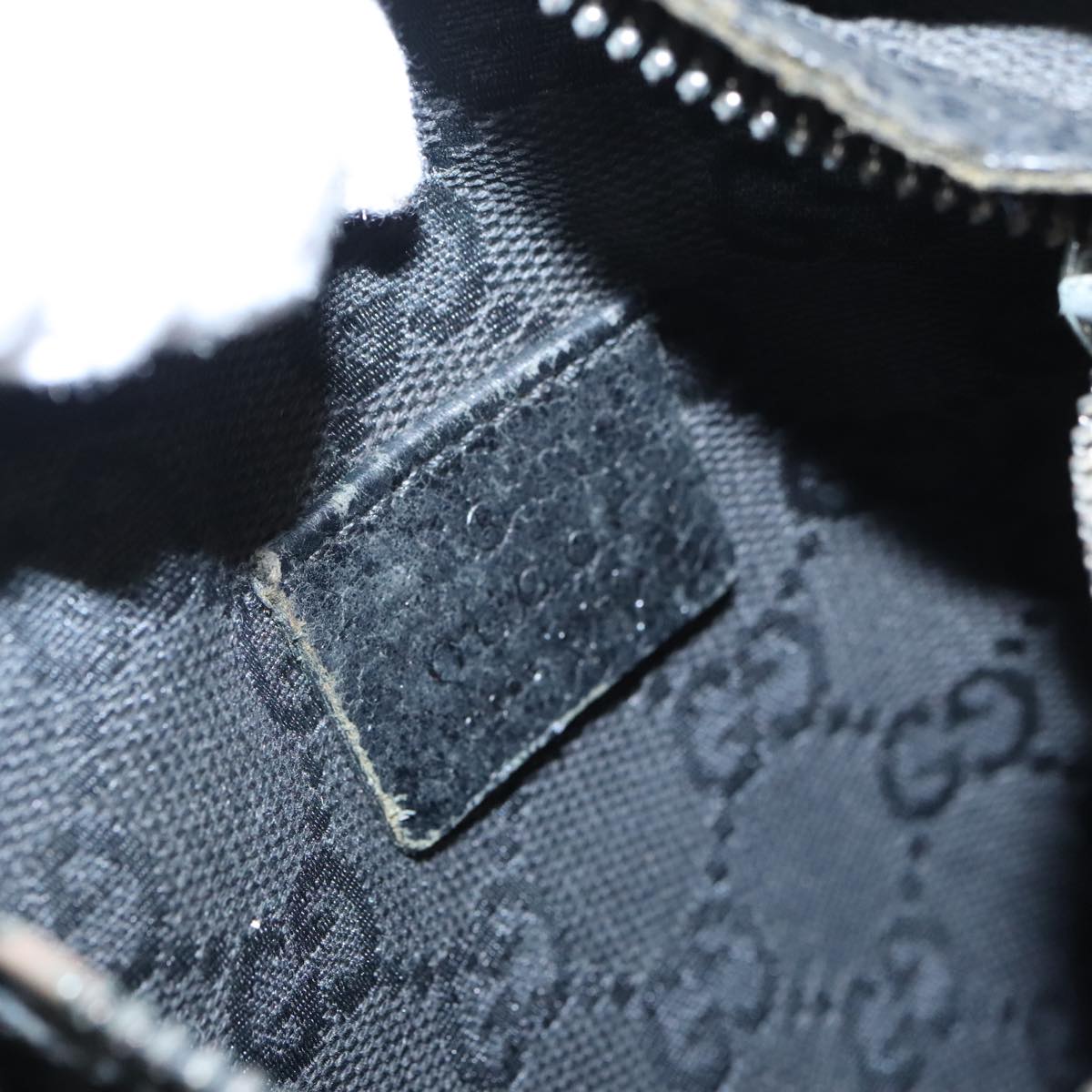 GUCCI GG Canvas Waist bag Black Silver 28566 hk1736