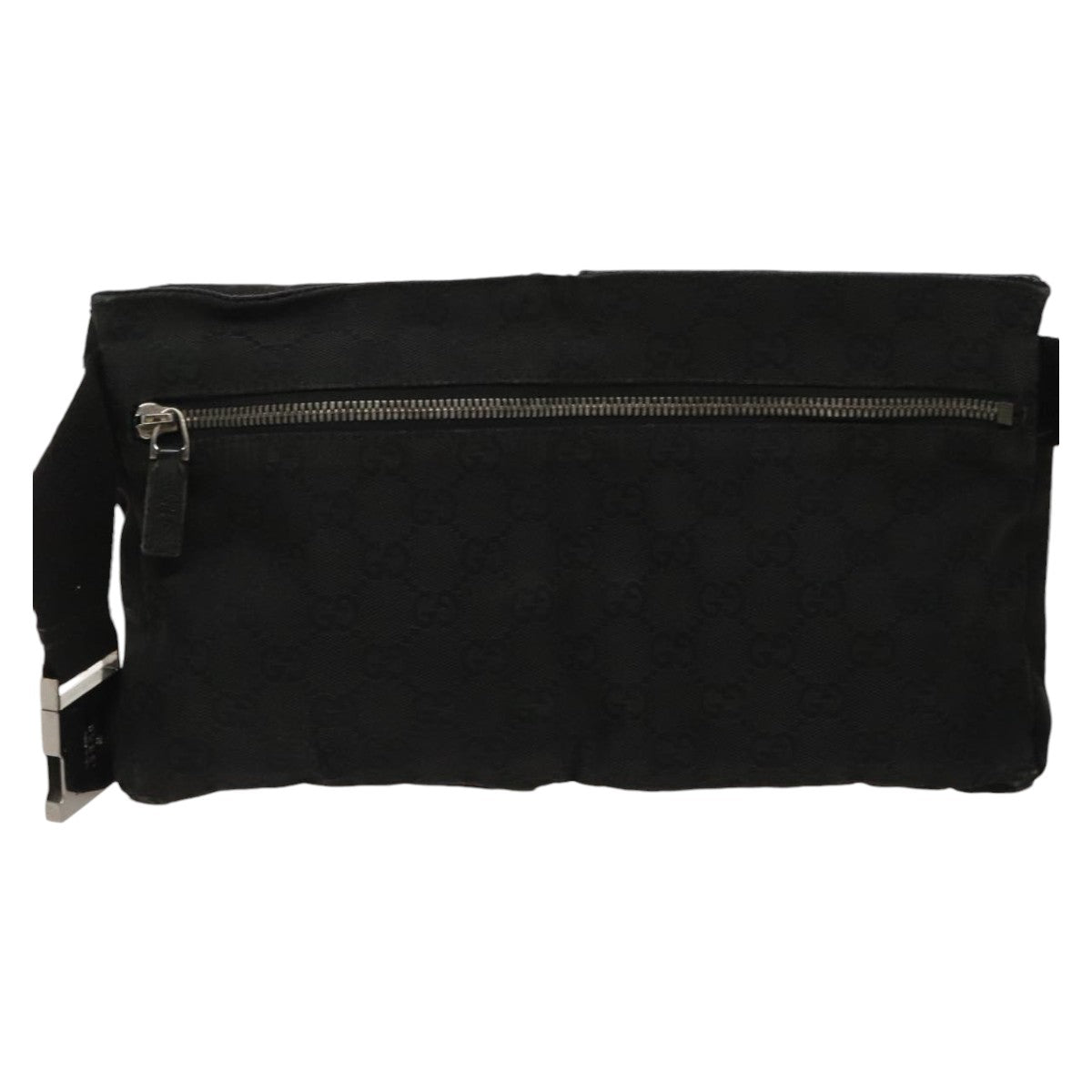 GUCCI GG Canvas Waist bag Black Silver 28566 hk1736