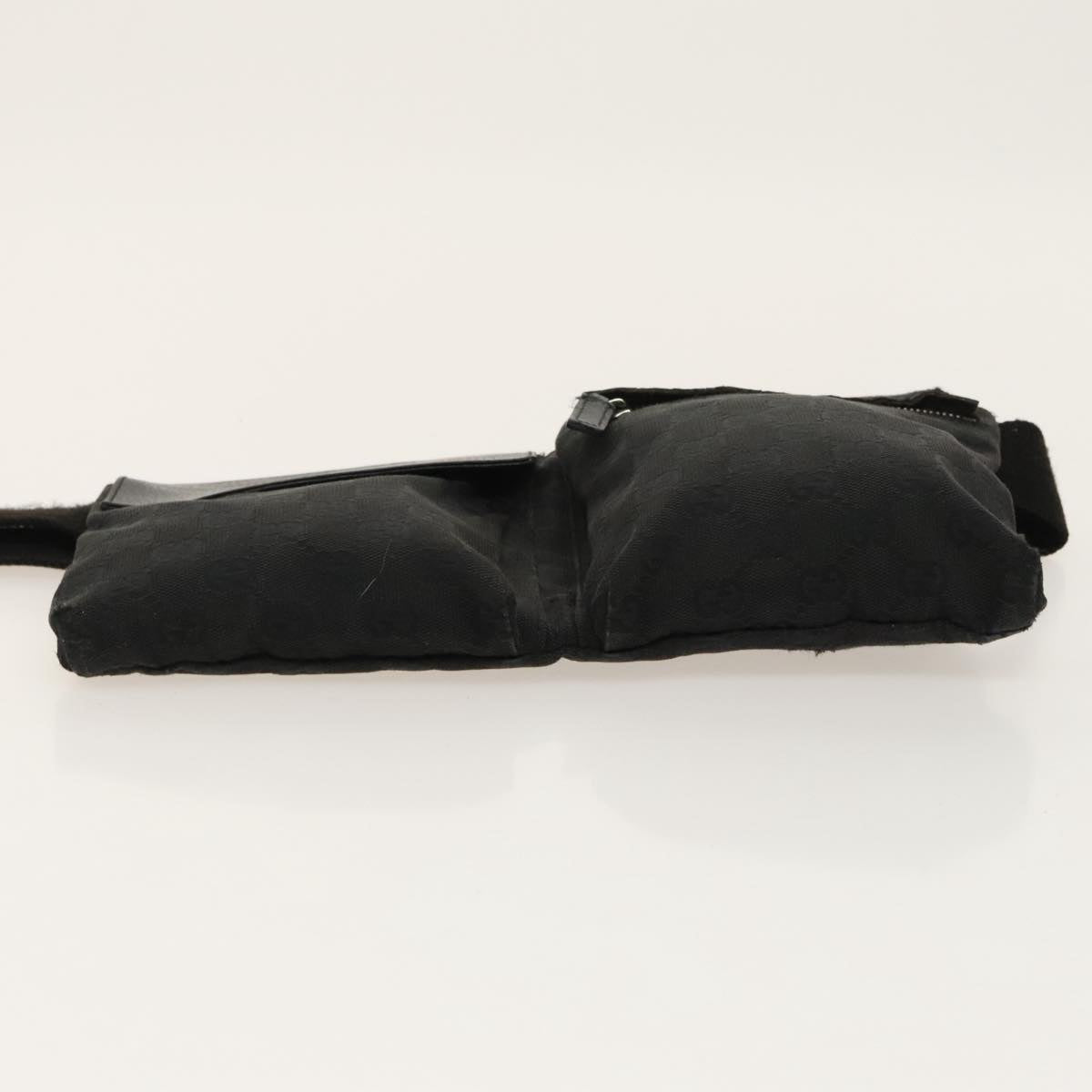 GUCCI GG Canvas Waist bag Black Silver 28566 hk1736