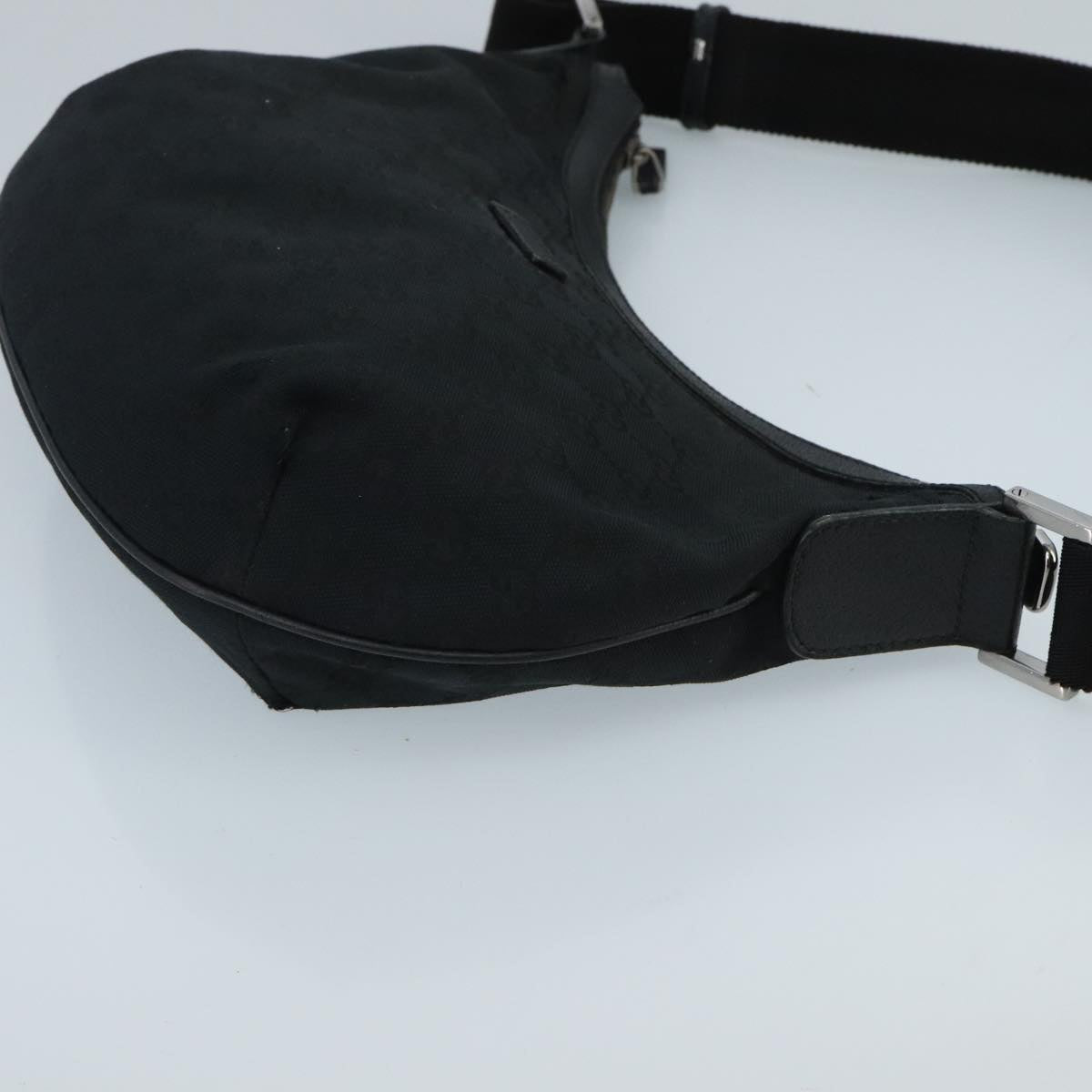 GUCCI GG Canvas Shoulder Bag Black Silver 181092 hk1737