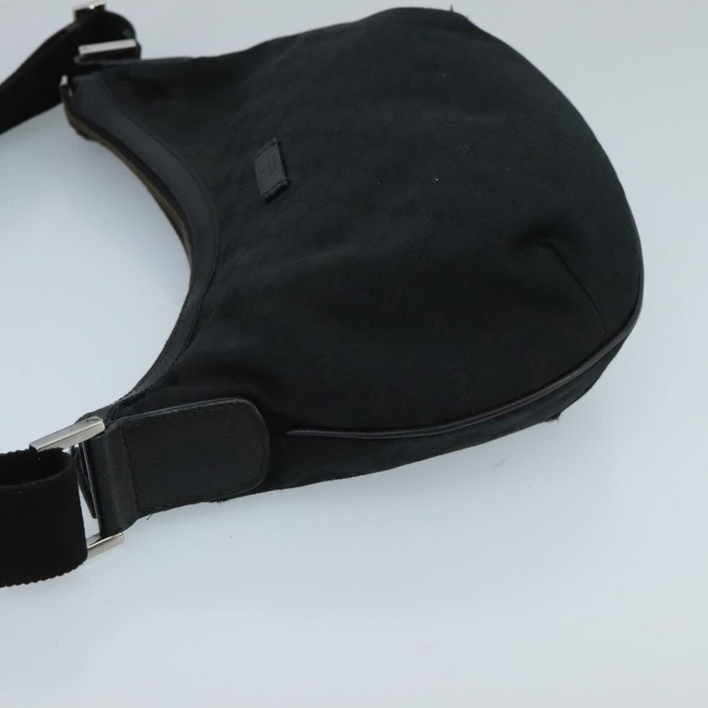 GUCCI GG Canvas Shoulder Bag Black Silver 181092 hk1737