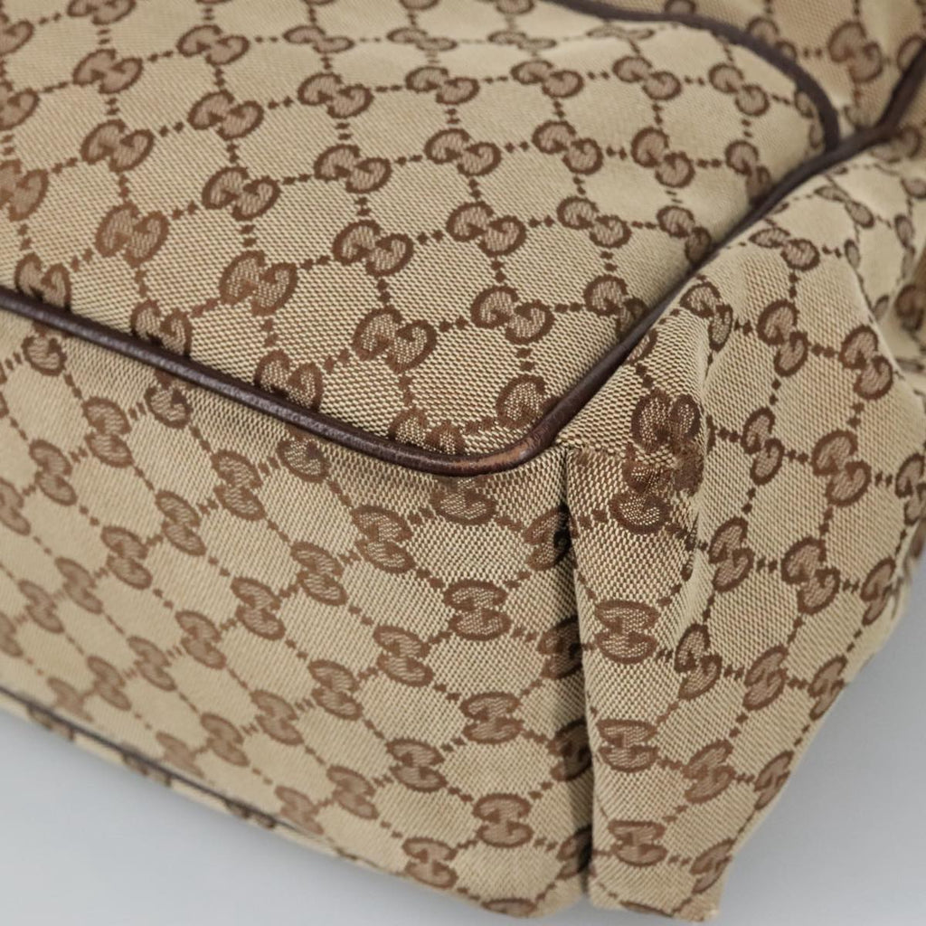 GUCCI GG Canvas Shoulder Bag Beige Silver 123326 hk1738