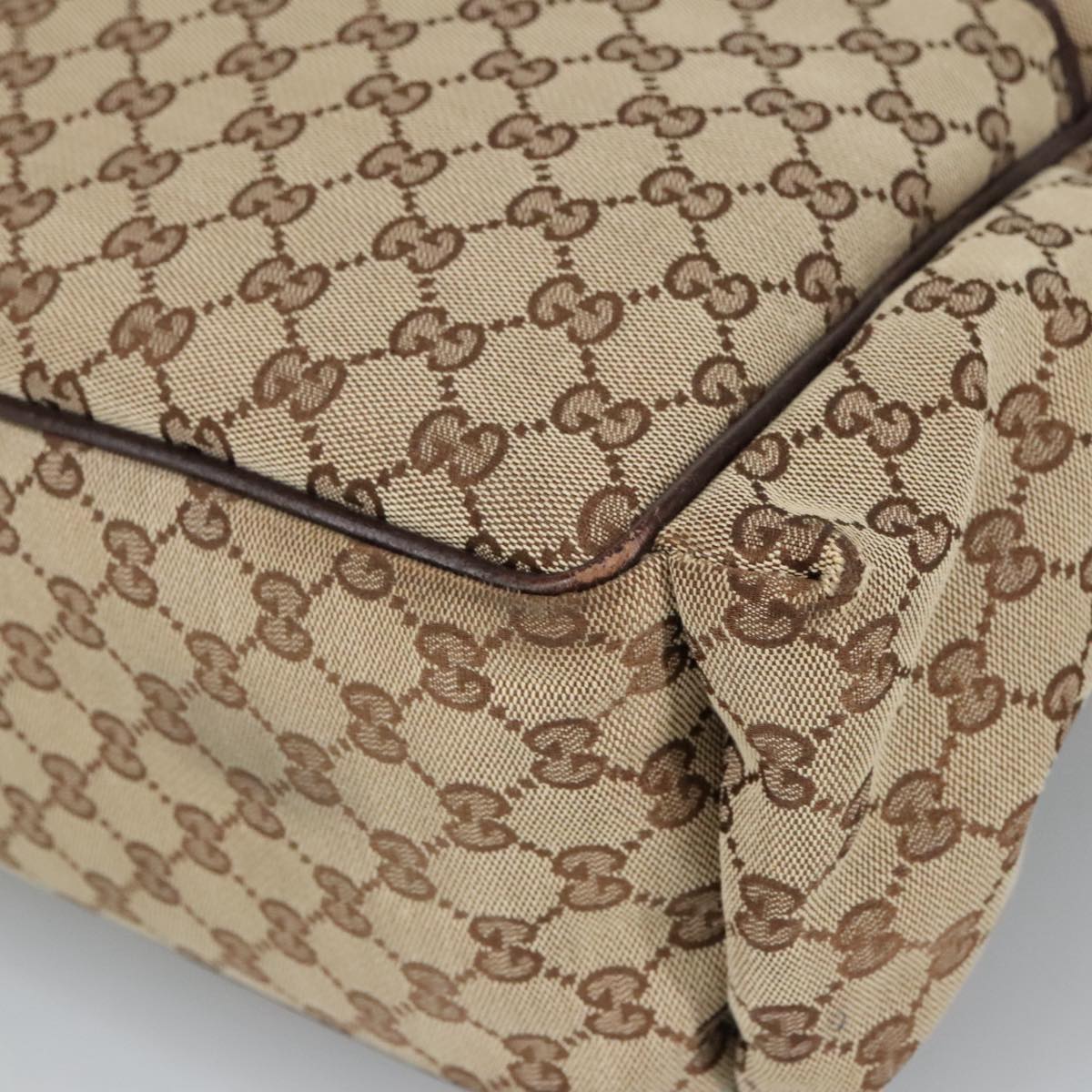 GUCCI GG Canvas Shoulder Bag Beige Silver 123326 hk1738