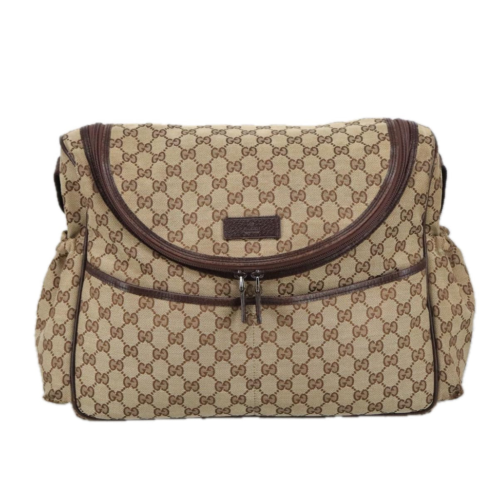 GUCCI GG Canvas Shoulder Bag Beige Silver 123326 hk1738