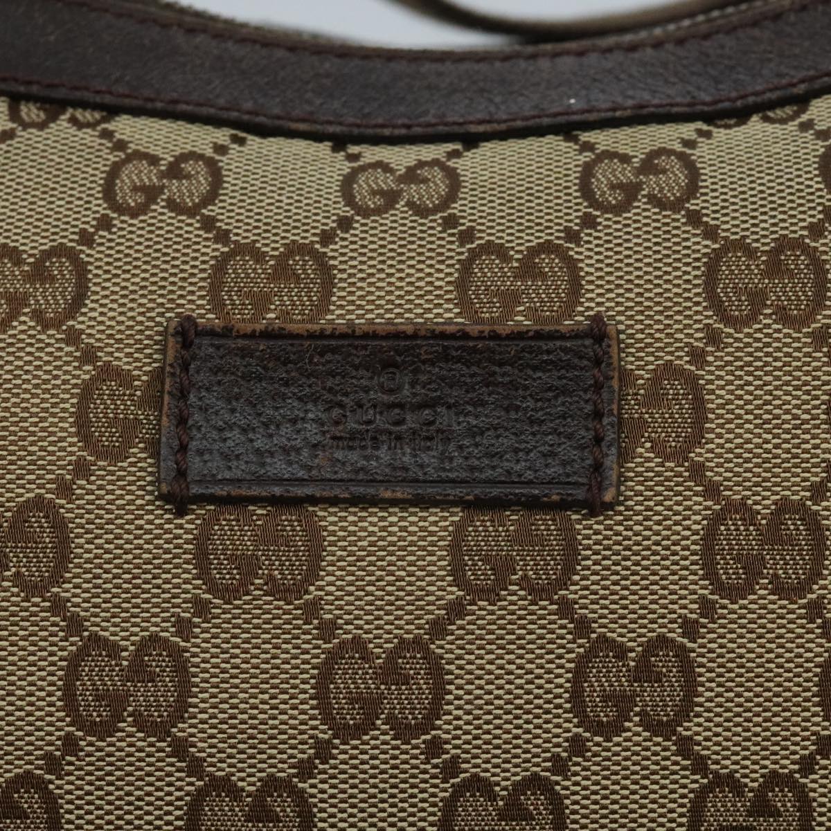 GUCCI GG Canvas Shoulder Bag Beige Brown Silver 189752 hk1739