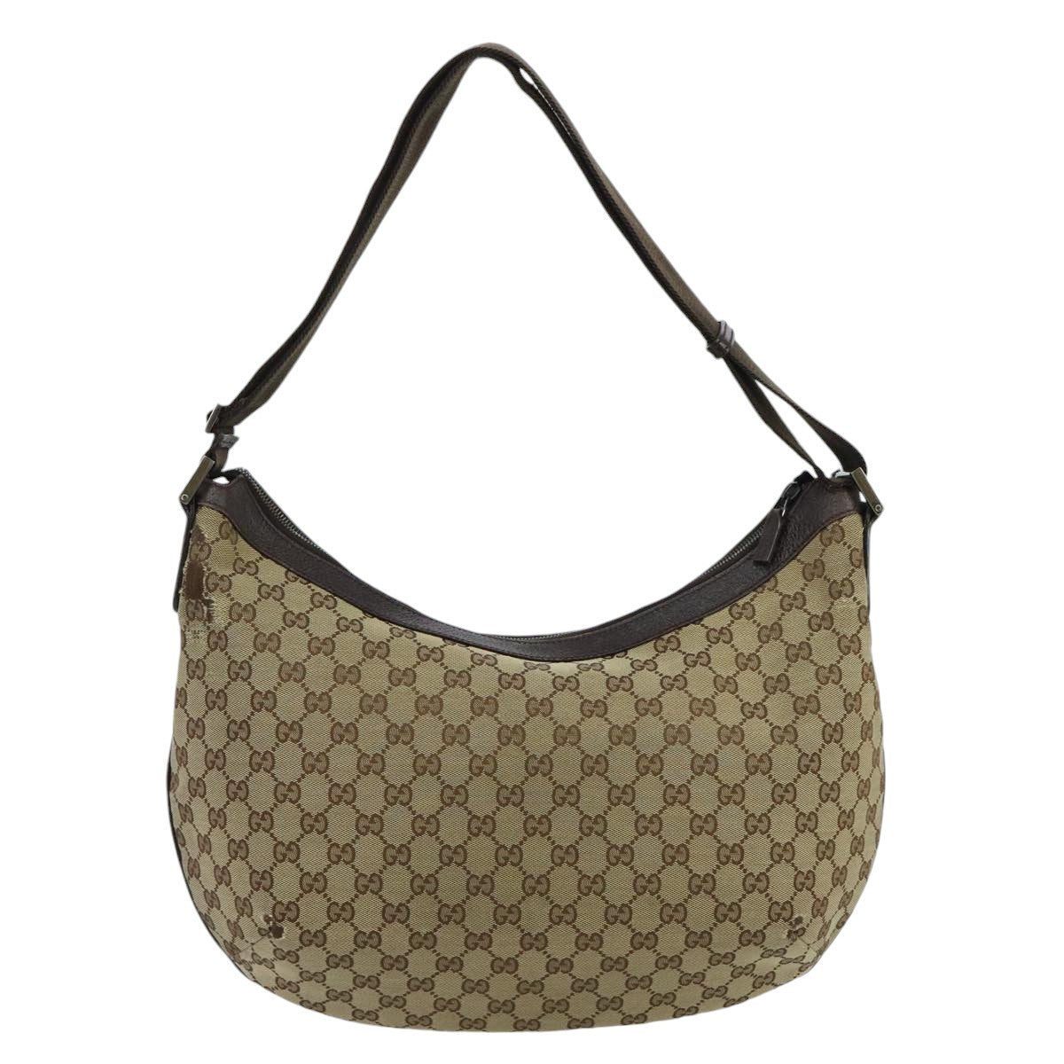 GUCCI GG Canvas Shoulder Bag Beige Brown Silver 189752 hk1739
