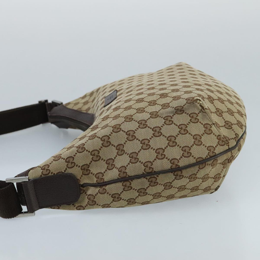 GUCCI GG Canvas Shoulder Bag Beige Brown Silver 189752 hk1739