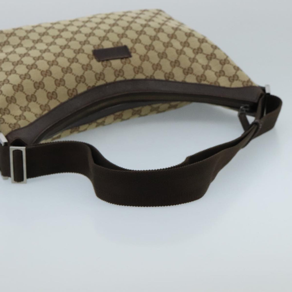 GUCCI GG Canvas Shoulder Bag Beige Brown Silver 189752 hk1739