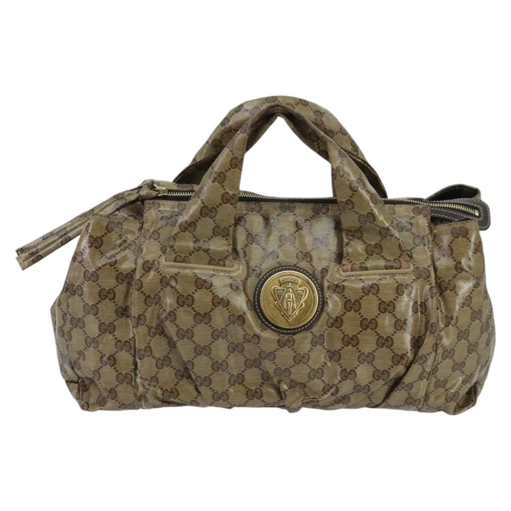 GUCCI GG Crystal Hand Bag Beige Gold 197020 hk1740