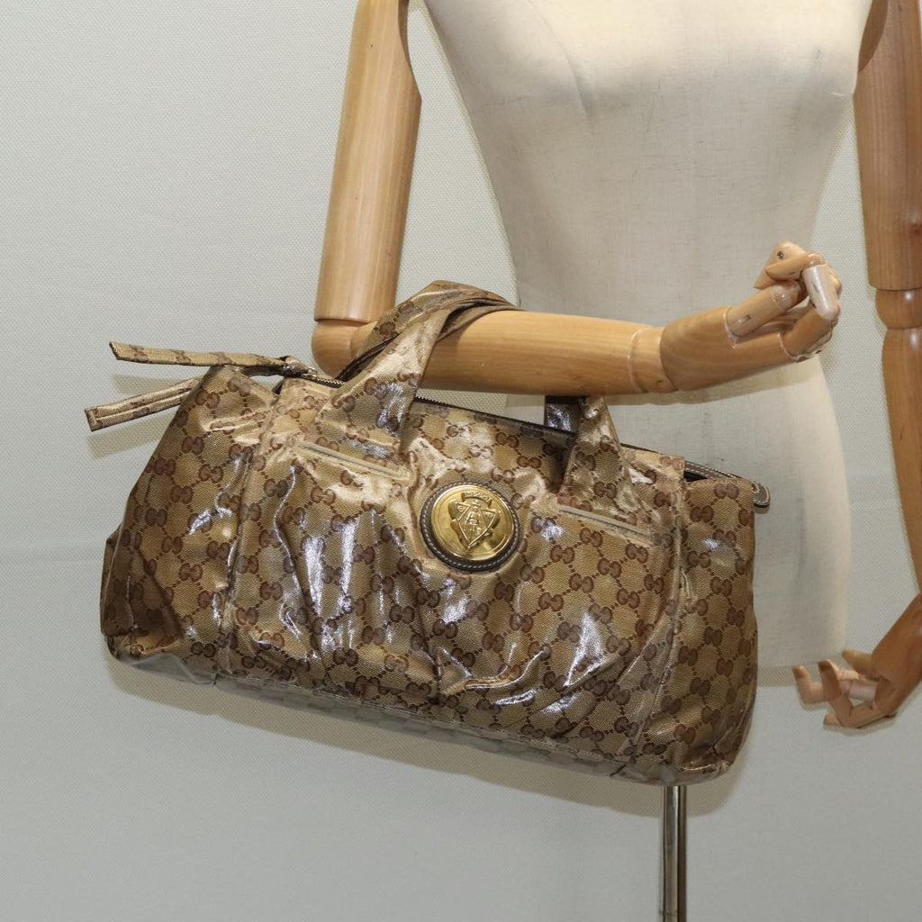 GUCCI GG Crystal Hand Bag Beige Gold 197020 hk1740