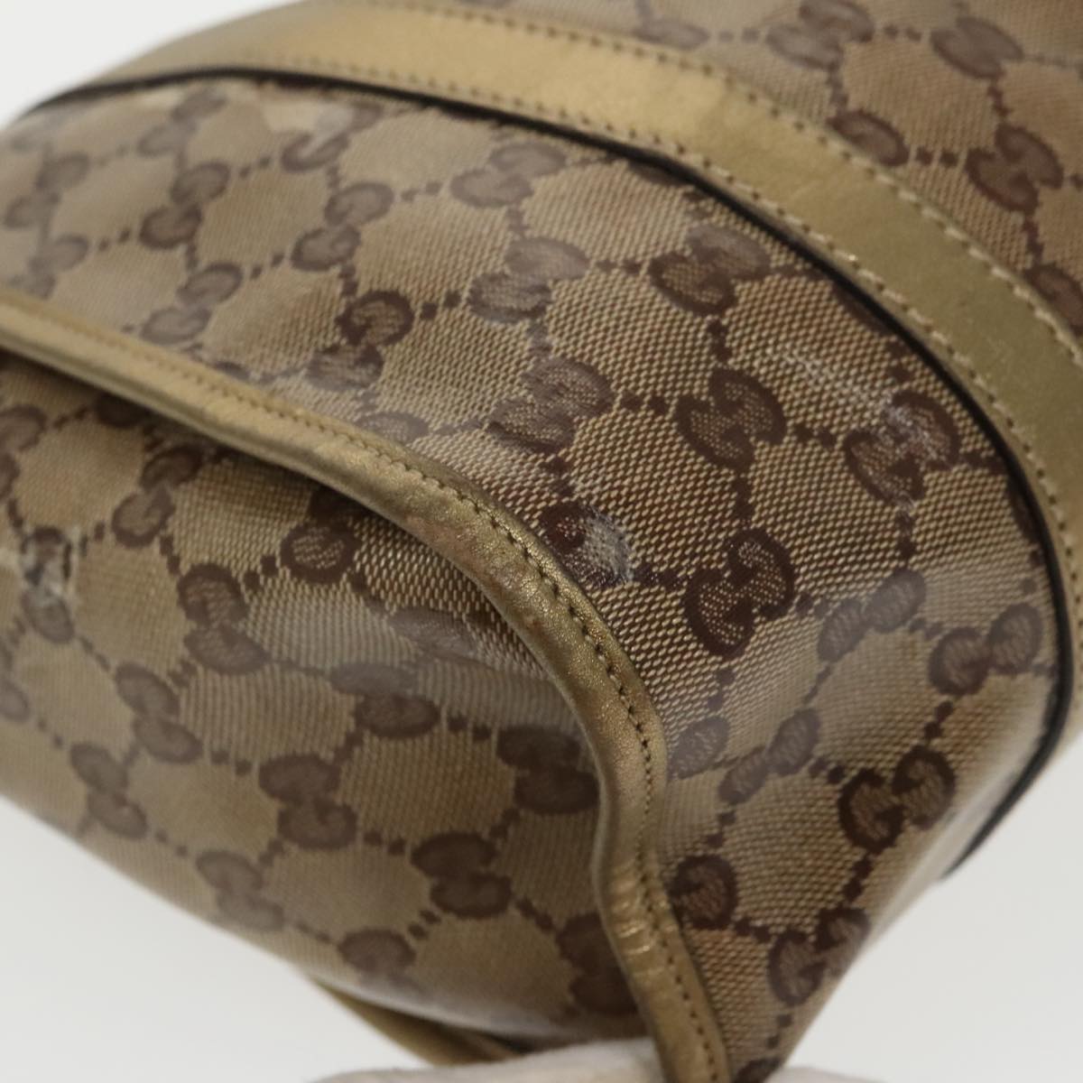 GUCCI GG Crystal Jackie Hand Bag Beige Gold 203494 hk1741