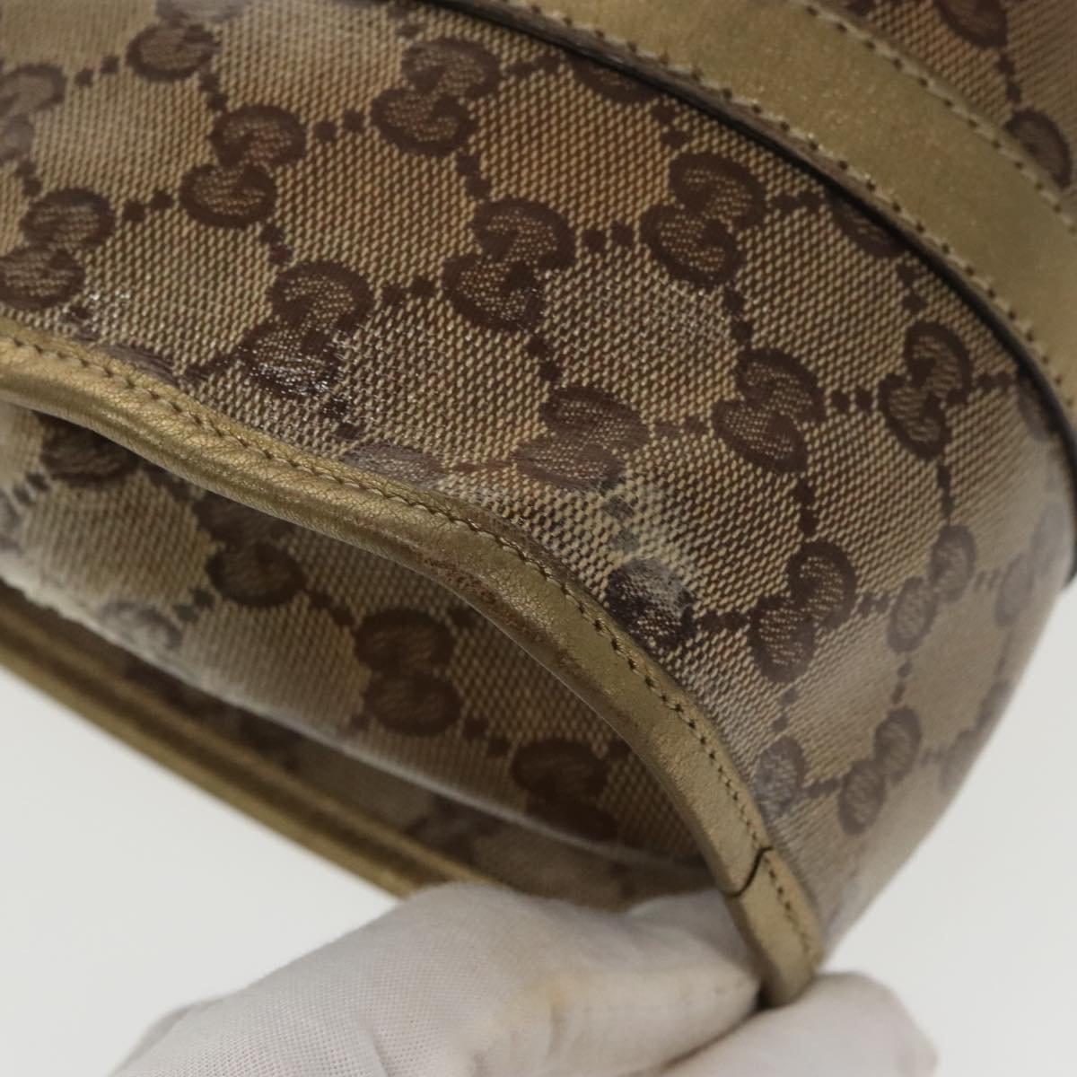 GUCCI GG Crystal Jackie Hand Bag Beige Gold 203494 hk1741