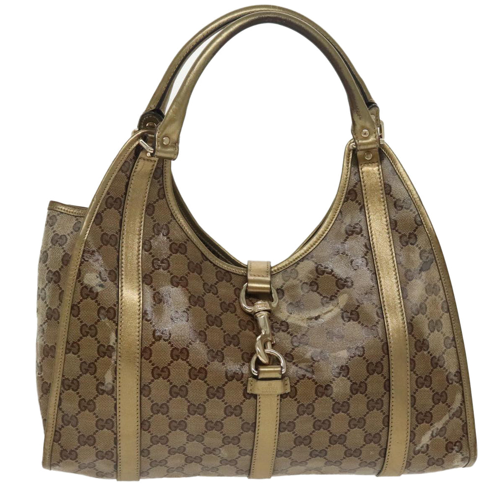 GUCCI GG Crystal Jackie Hand Bag Beige Gold 203494 hk1741