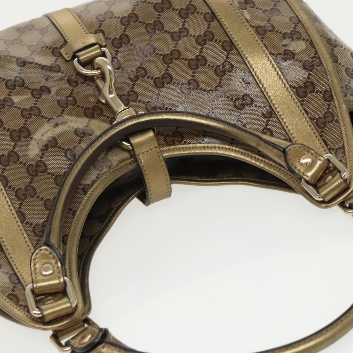 GUCCI GG Crystal Jackie Hand Bag Beige Gold 203494 hk1741