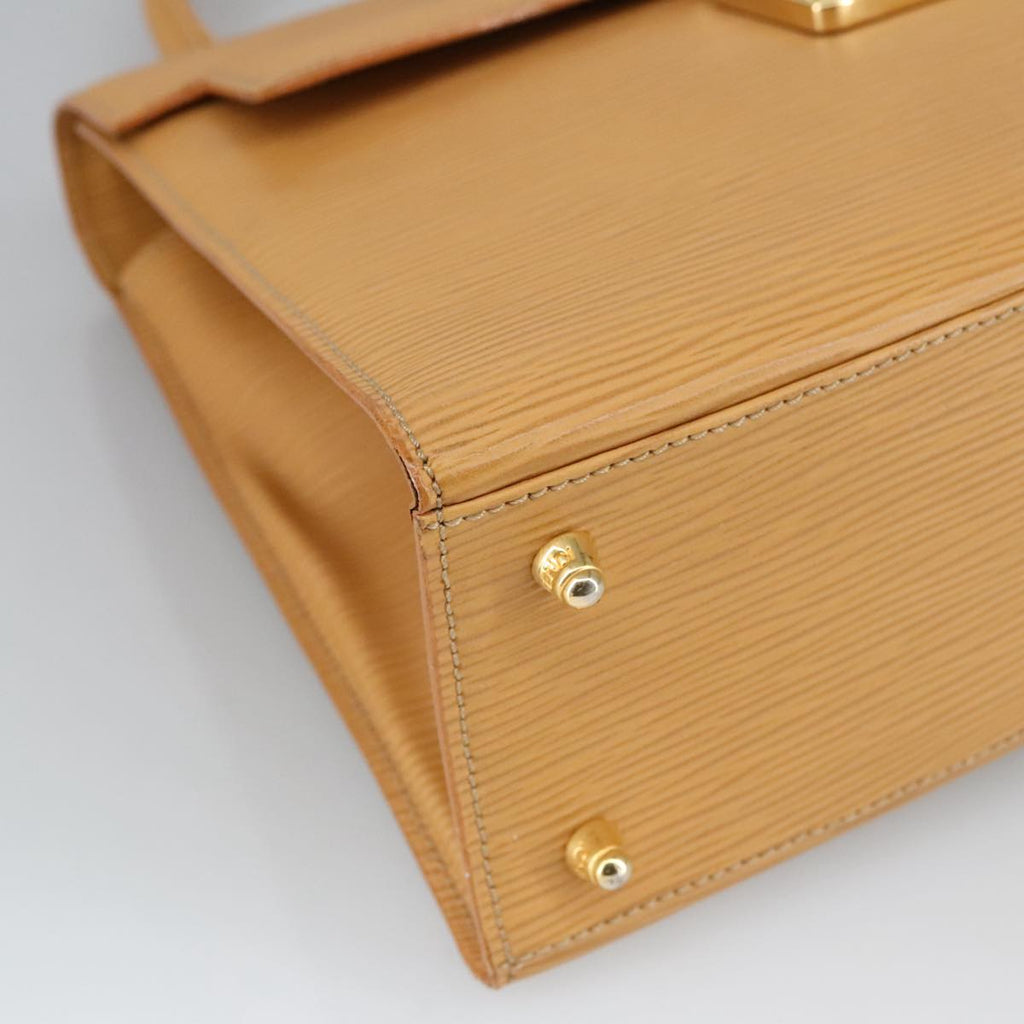 FENDI Hand Bag Leather 2way Beige Gold hk1781