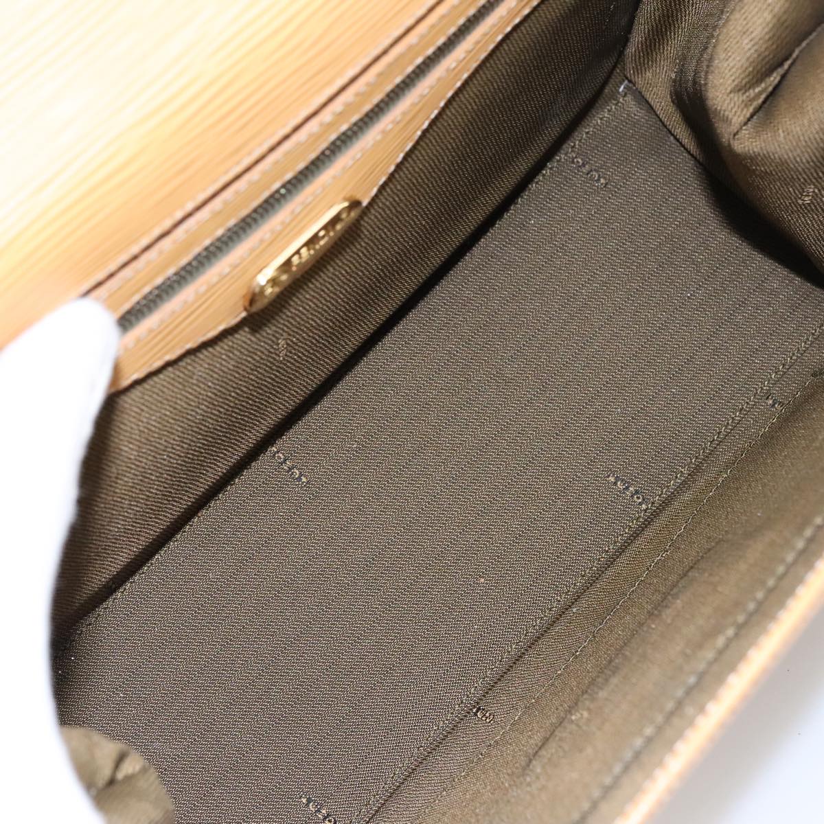 FENDI Hand Bag Leather 2way Beige Gold hk1781