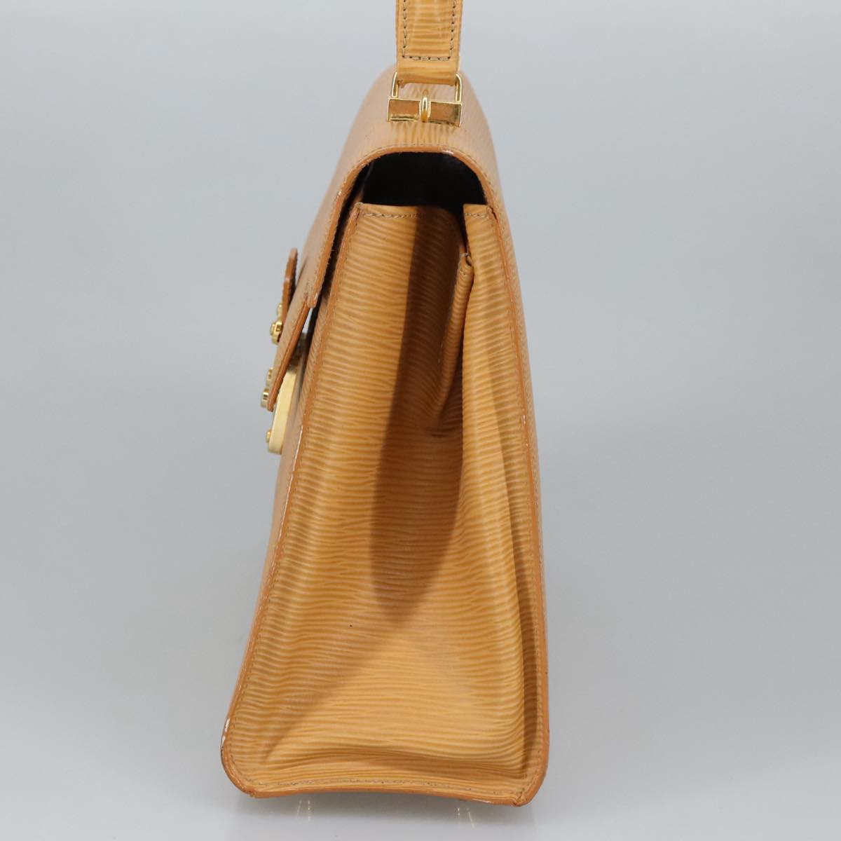 FENDI Hand Bag Leather 2way Beige Gold hk1781