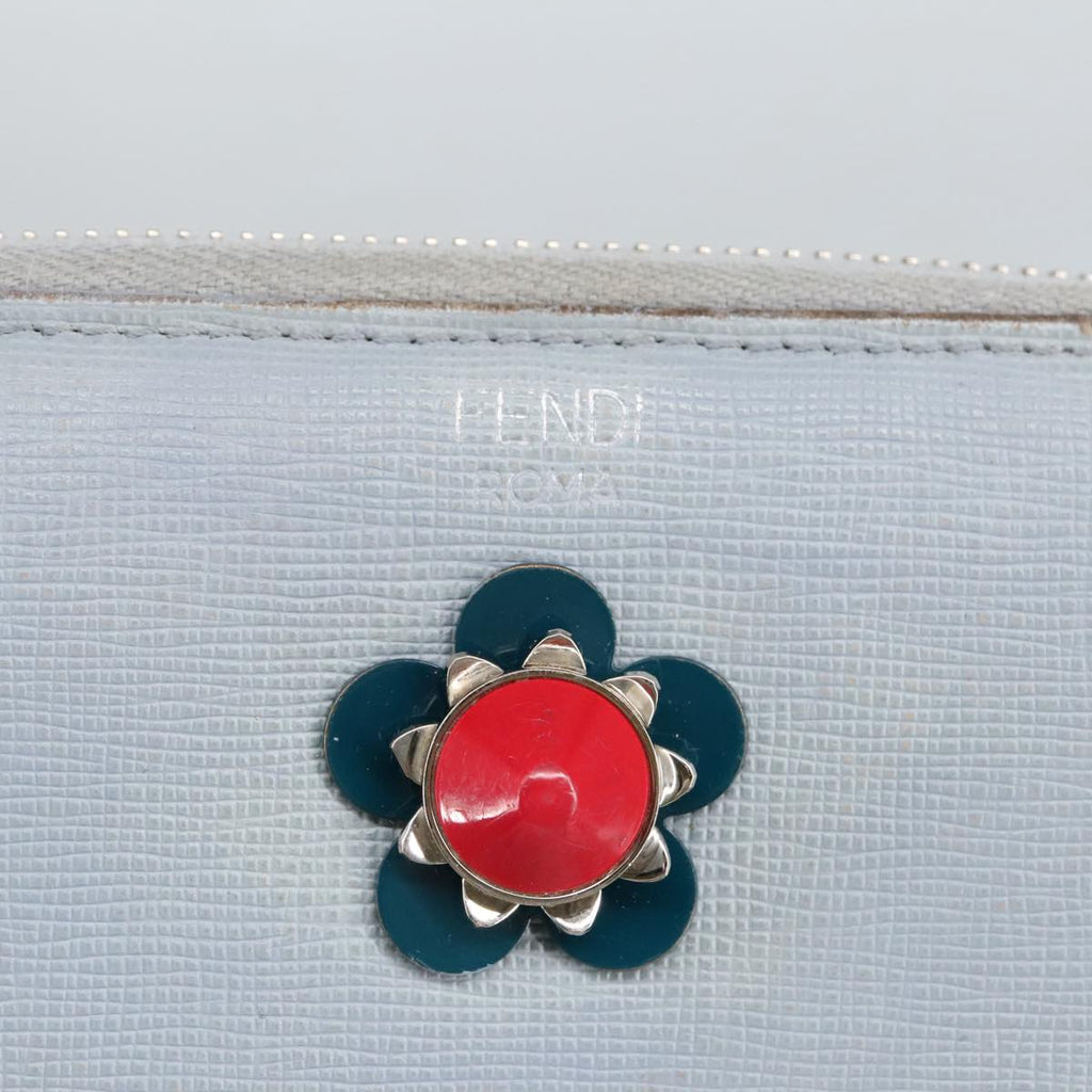 FENDI Wallet Leather Light Blue Silver hk1811