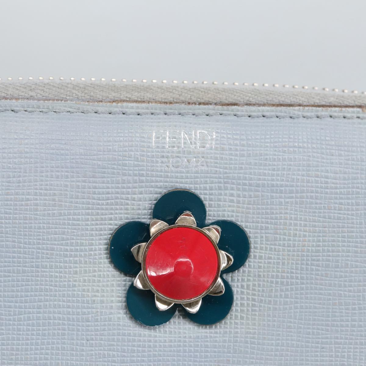 FENDI Wallet Leather Light Blue Silver hk1811