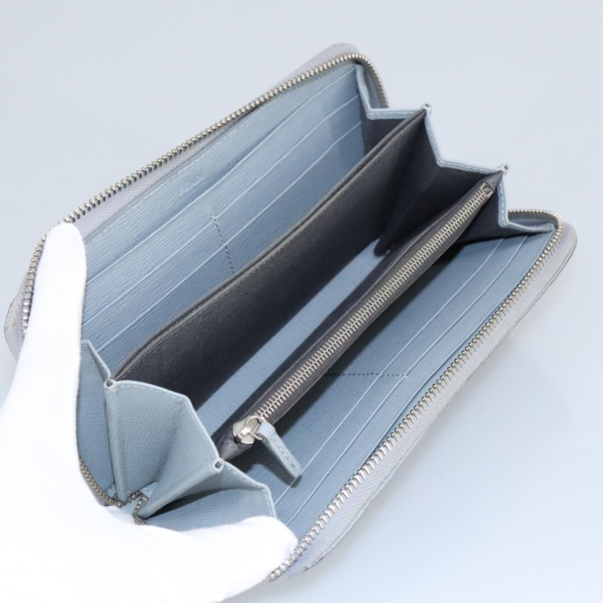 FENDI Wallet Leather Light Blue Silver hk1811