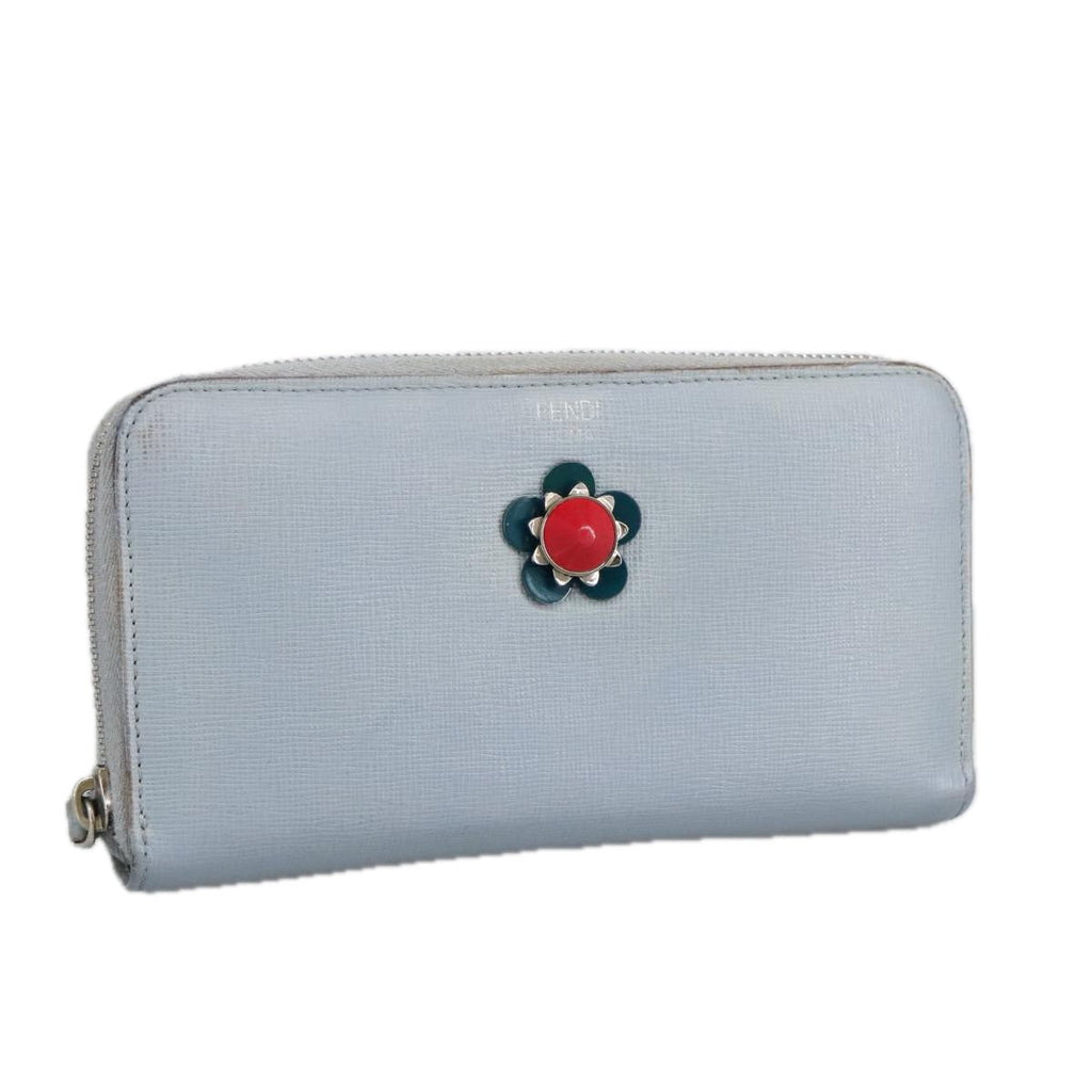FENDI Wallet Leather Light Blue Silver hk1811